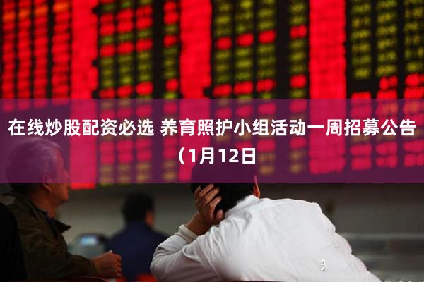 在线炒股配资必选 养育照护小组活动一周招募公告（1月12日